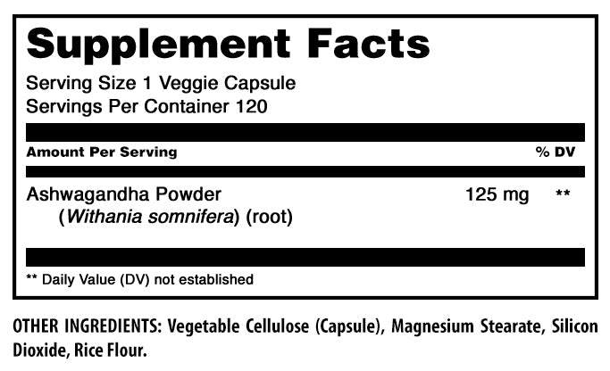 Amazing Formulas Ashwagandha Extract | 125 mg | 120 Veggie Capsules