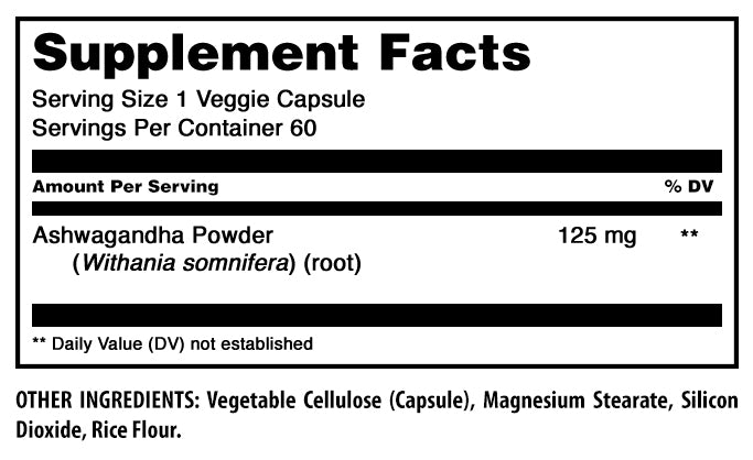 Amazing Formulas Ashwagandha Extract | 125 mg | 60 Veggie Capsules