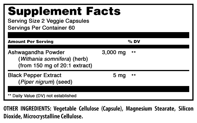 Amazing Formulas Ashwagandha | 3000 Mg Per Serving | Extra Strength | 120 Veggie Capsules