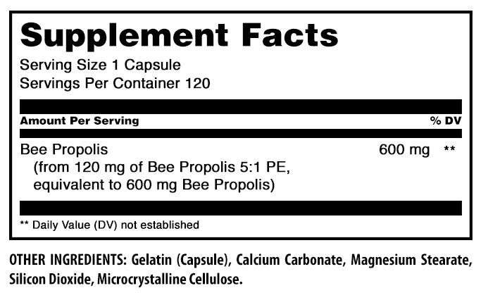 Amazing Formulas Bee Propolis |  600 Mg | 120 Capsules