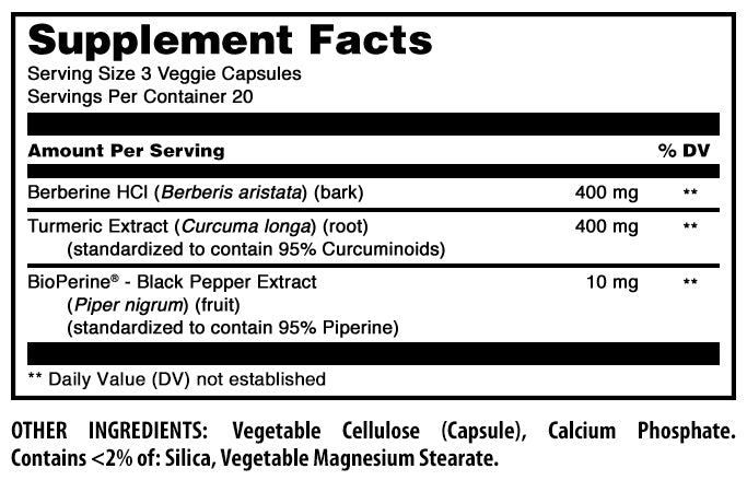 Amazing Formulas Berberine Turmeric & Bioperine |  800 Mg Per Serving| 60 Veggie Capsules