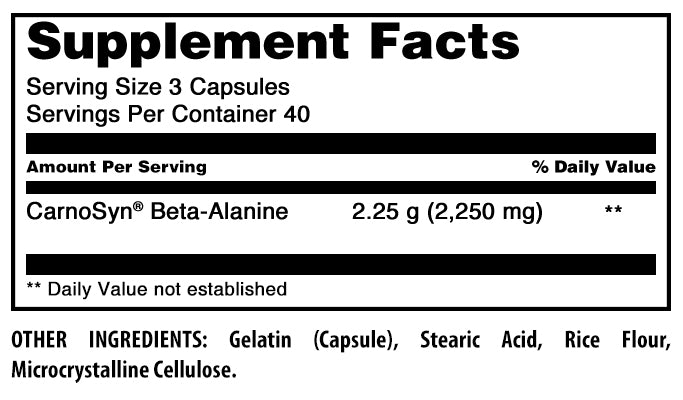 Amazing Formulas Beta Alanine | 2.25 Grams Per Serving | 120 Capsules