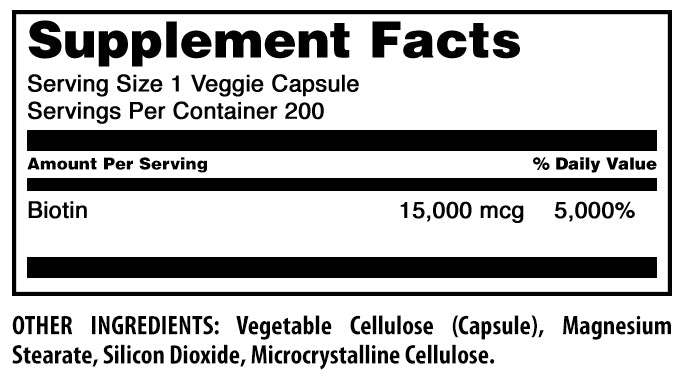 Amazing Formulas Biotin | 15000 Mcg | 200 Veggie Capsules