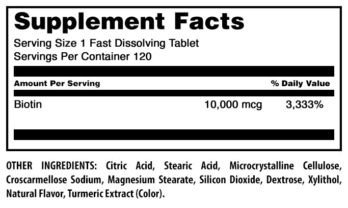 Amazing Formulas Biotin Fast Dissolving | 10000 Mcg |  120 Tablets | Citrus Flavor