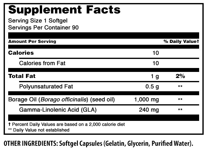 Amazing Formulas Borage Oil | 1000 Mg | 90 Softgels