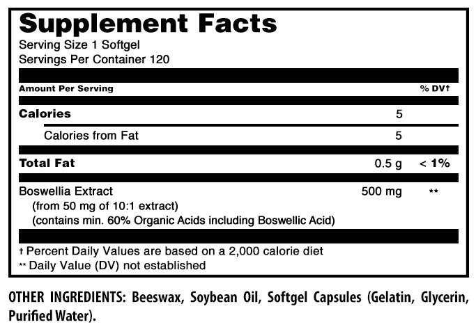 Amazing Formulas Boswellia Extract | 500 Mg | 120 Softgels