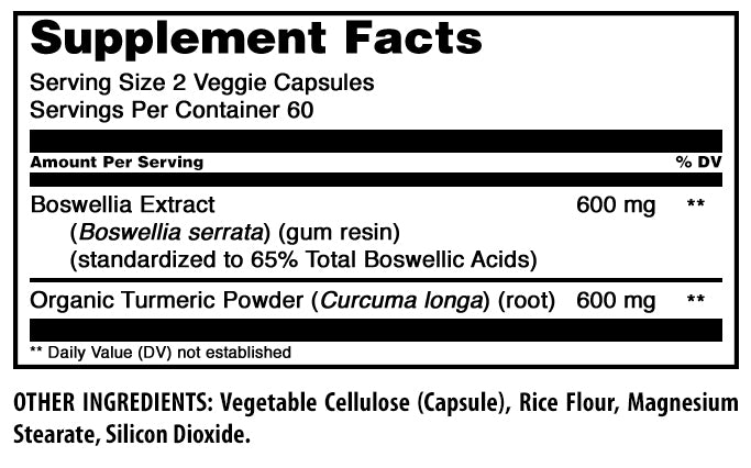 Amazing Formulas Boswellia With Turmeric | 1200 Mg Per Serving | 120 Veggie Capsules