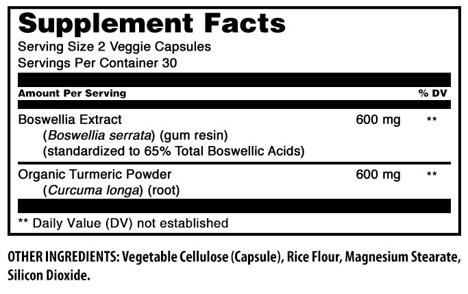 Amazing Formulas Boswellia Extract & Turmeric | 1200 Mg Per Serving | 60 Veggie Capsules