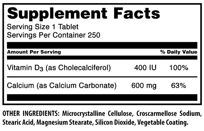 Amazing Formulas Calcium with Vitamins D3 | 250 Tablets
