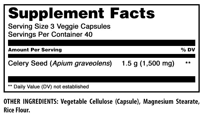 Amazing Formulas Celery Seed | 1500 Mg Per Serving | 120 Veggie Capsules