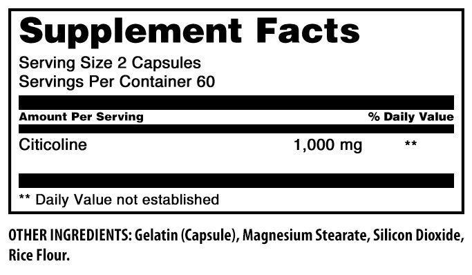 Amazing Formulas Citicoline | 1000 Mg Per Serving | 120 Capsules