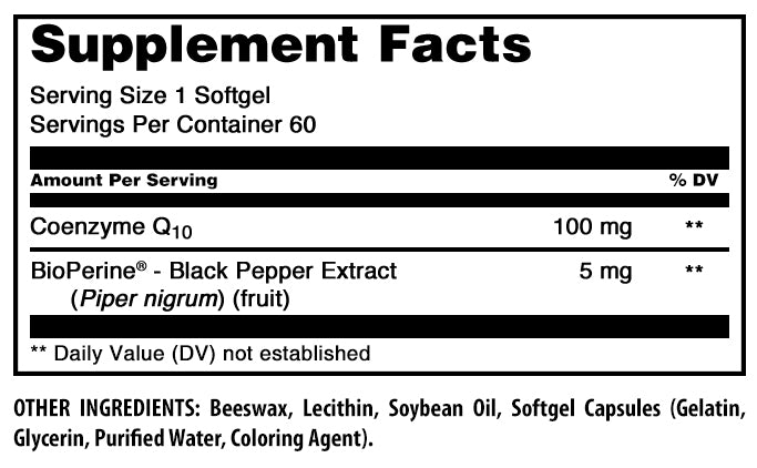 Amazing Formulas CoQ10 with Bioperine | 100 Mg | 60 Softgels