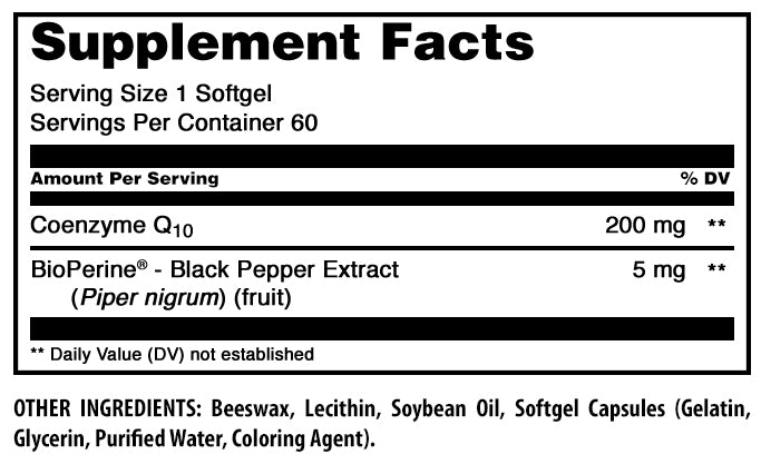 Amazing Formulas CoQ10 with Bioperine | 200 Mg | 60 Softgels