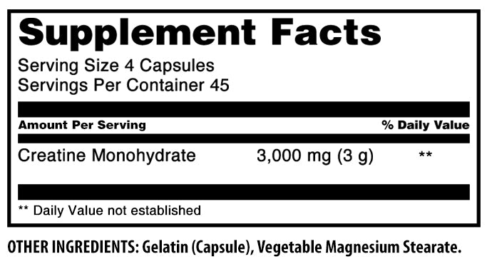 Amazing Formulas Creatine Monohydrate | 3000 Mg Per Serving | 180 Capsules
