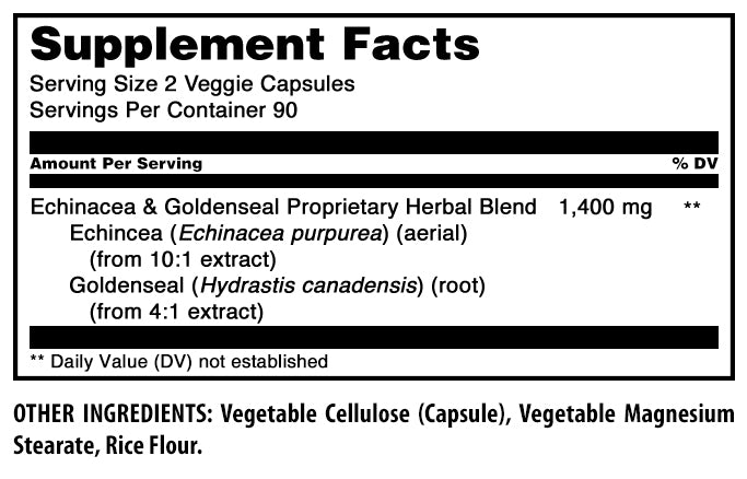 Amazing Formulas Echinacea & Goldenseal | 1400 Mg Per Serving | 180 Veggie Capsules