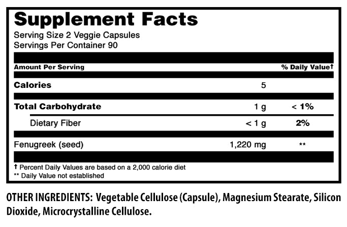 Amazing Formulas Fenugreek Seed | 1220 Mg Per Serving | 180 Veggie Capsules