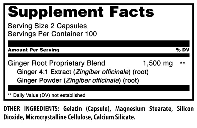 Amazing Formulas Ginger Root | 1500 mg Per Serving | 200 Capsules
