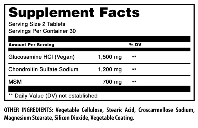 Amazing Formulas Glucosamine Chondroitin MSM | Triple Strength | 60 Tablets | Shellfish Free
