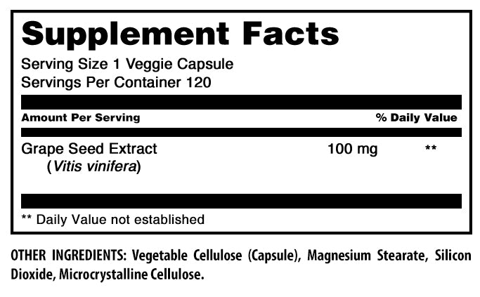 Amazing Formulas Grapeseed Extract | 100 Mg | 120 Veggie Capsules