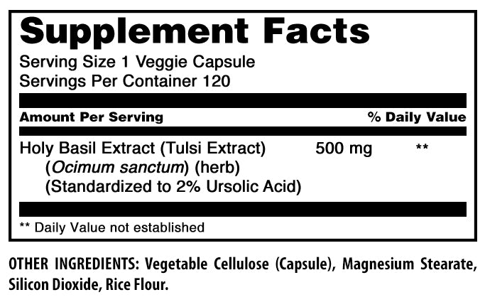 Amazing Formulas Holy Basil | 500 Mg | 120 Veggie Capsules