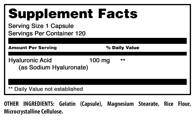 Amazing Formulas Hyaluronic Acid | 100 Mg | 120 Capsules