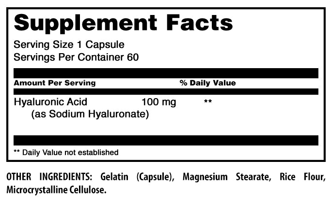 Amazing Formulas Hyaluronic Acid | 100 Mg | 60 Capsules