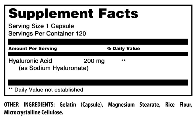 Amazing Formulas Hyaluronic Acid | 200 Mg | 120 Capsules
