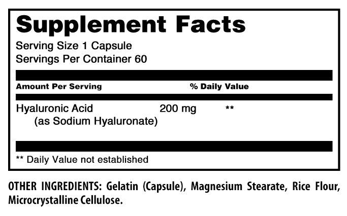 Amazing Formulas Hyaluronic Acid | 200 Mg | 60 Capsules