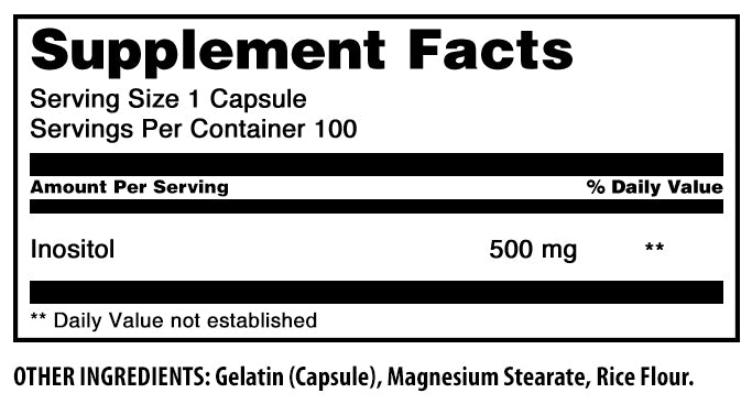 Amazing Formulas Inositol | 500 Mg | 100 Capsules