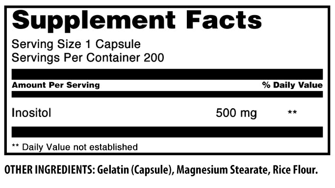Amazing Formulas Inositol | 500 Mg | 200 Capsules