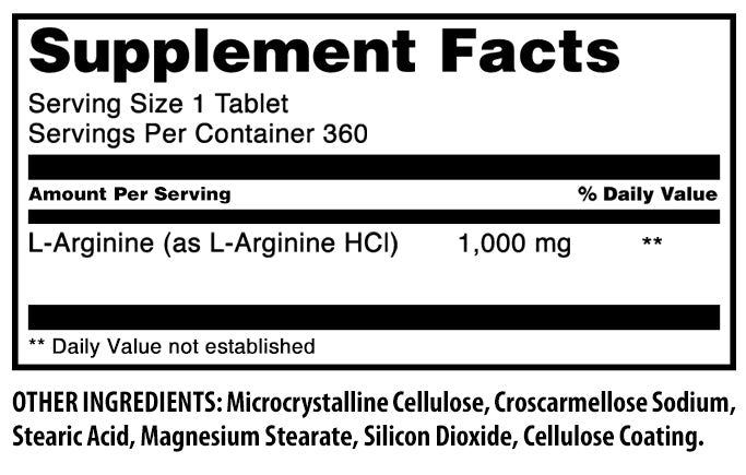 Amazing Formulas L-Arginine | 1000 Mg | 360 Tablets