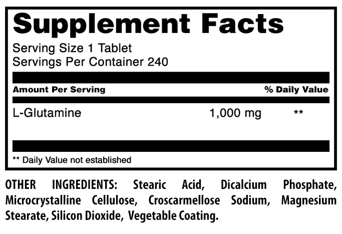 Amazing Formulas L Glutamine | 1000 Mg | 240 Tablets