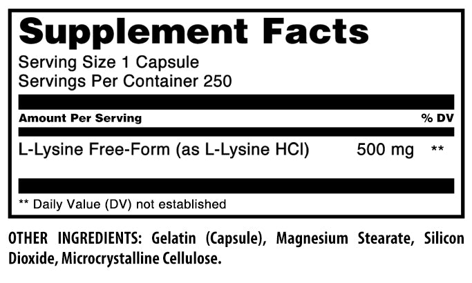 Amazing Formulas L-Lysine | 500 Mg | 250 Capsules