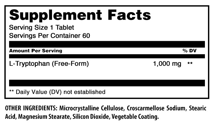 Amazing Formulas L-Tryptophan | 1000 Mg | 60 Tablets