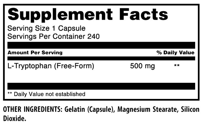 Amazing Formulas L-Tryptophan | 500 Mg | 240 Capsules