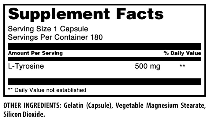 Amazing Formulas L-Tyrosine | 500 mg | 180 Capsules