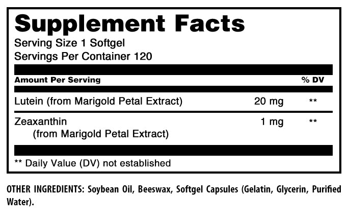Amazing Formulas Lutein with Zeaxanthin | 20 mg | 120 Softgels