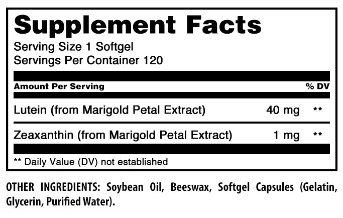 Amazing Formulas Lutein with Zeaxanthin | 40 Mg | 120 Softgels