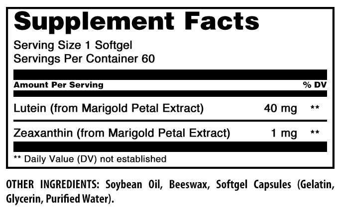 Amazing Formulas Lutein with Zeaxanthin | 40 Mg | 60 Softgels