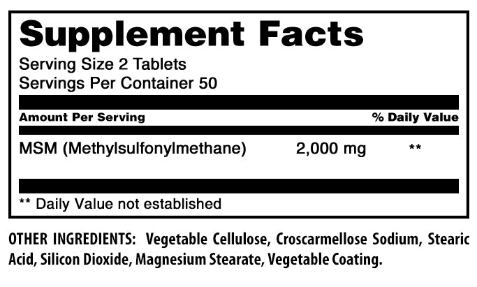 Amazing Formulas MSM | 2000 Mg Per Serving | 100 Tablets