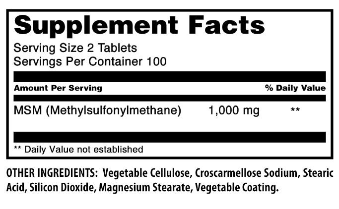 Amazing Formulas MSM | 2000 Mg Per Serving | 200 Tablets