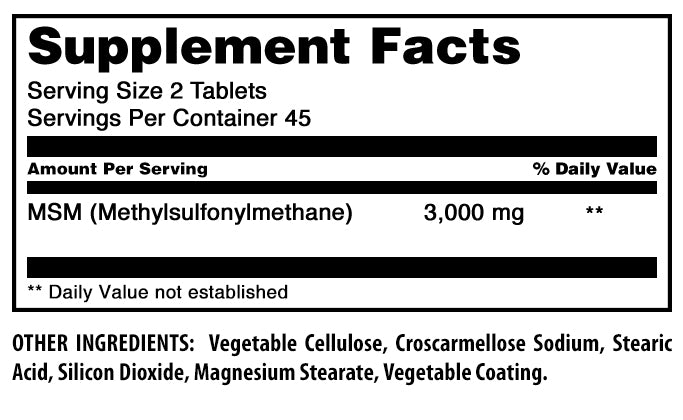 Amazing Formulas MSM | 3000 Mg Per Serving | 90 Tablets