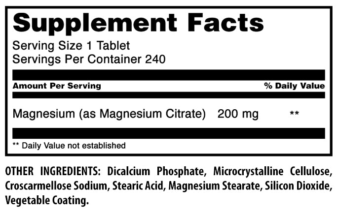 Amazing Formulas Magnesium Citrate | 200 Mg | 240 Tablets