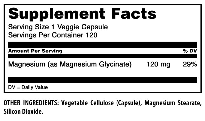 Amazing Formulas Magnesium Glycinate | 120 Mg | 120 Veggie Capsules