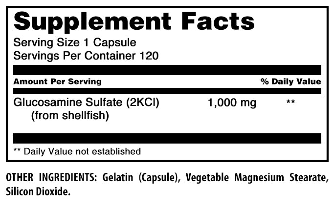 Amazing Formulas Glucosamine Sulfate | Mega Strength | 1000 Mg | 120 Capsules