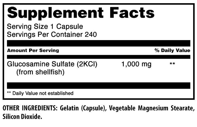 Amazing Formulas Glucosamine Sulfate | Mega Strength | 1000 Mg | 240 Capsules
