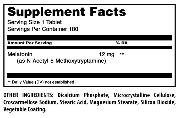 Amazing Formulas Melatonin | 12 Mg | 180 Tablets