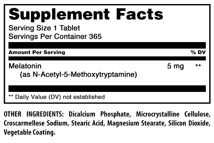 Amazing Formulas Melatonin | 5 Mg | 365 Tablets
