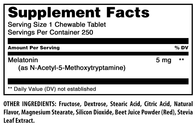 Amazing Formulas Melatonin | 5 Mg | 250 Chewable Tablets | Strawberry Flavor