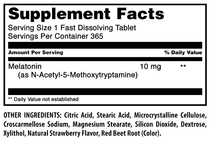 Amazing Formulas Melatonin | 10 Mg | 365 Fast Dissolving Tablets | Strawberry Flavor